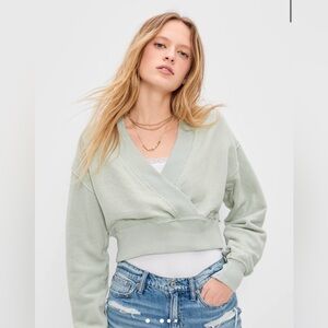 American Eagle Wrap Front Cropped Sweatshirt